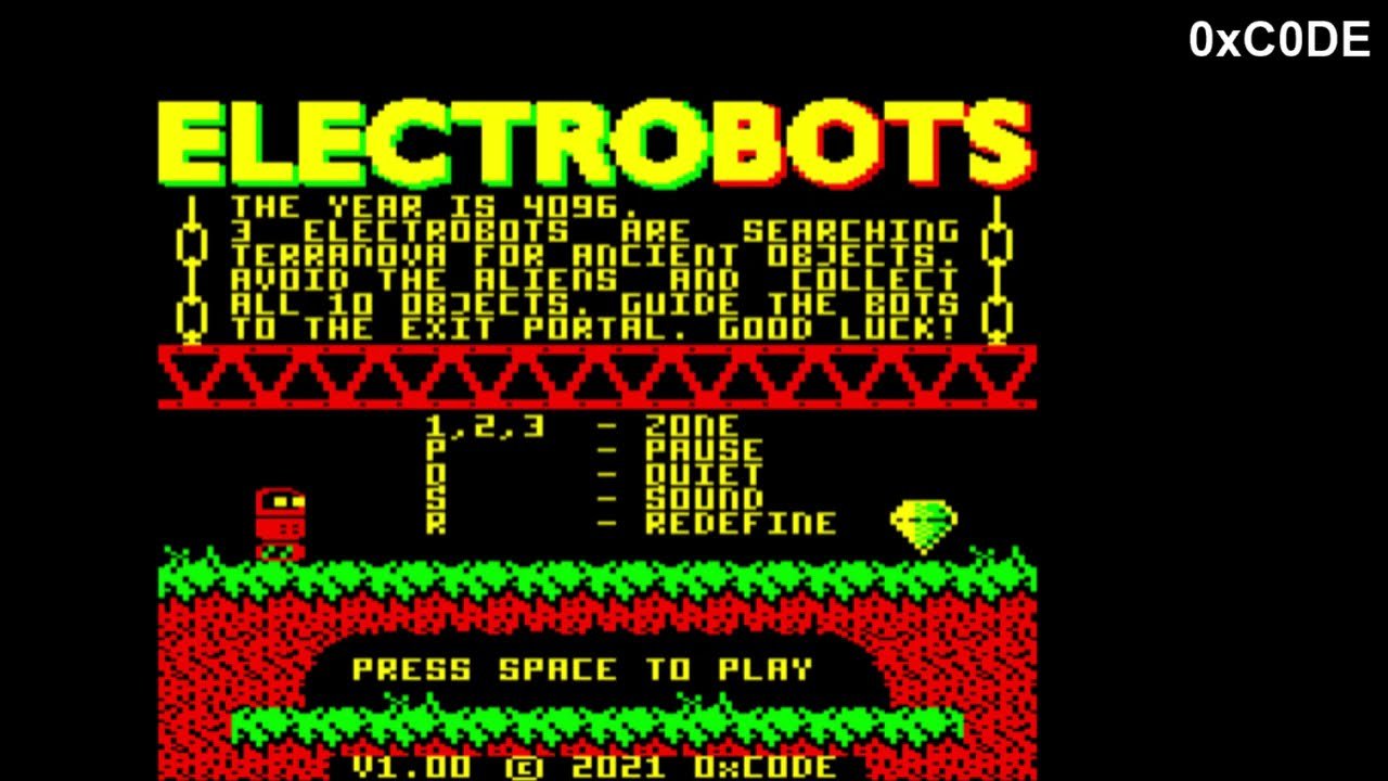 Indie 0xC0DE Releases Electrobots Platformer for Acorn Electron, BBC Micro, BBC Master