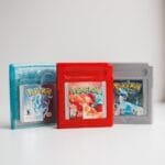 close up of pokemon game cartridges
