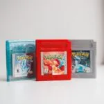 close up of pokemon game cartridges