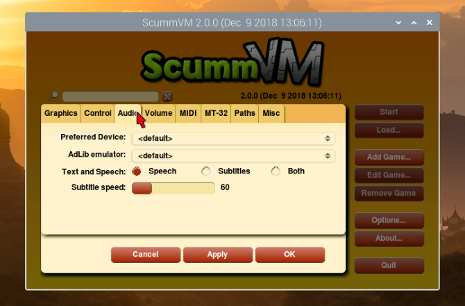 ScummVM settings